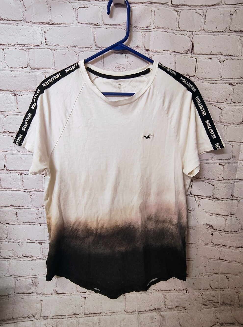 Hollister Tie Dye Ombre Curved Hem T Shirt M